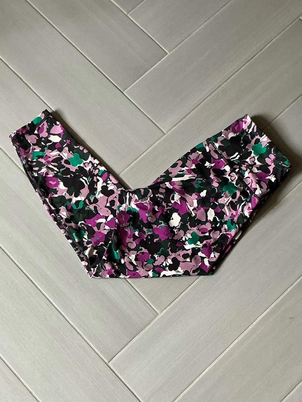 Old Navy Floral Print Leggings - Purple, Teal & Black